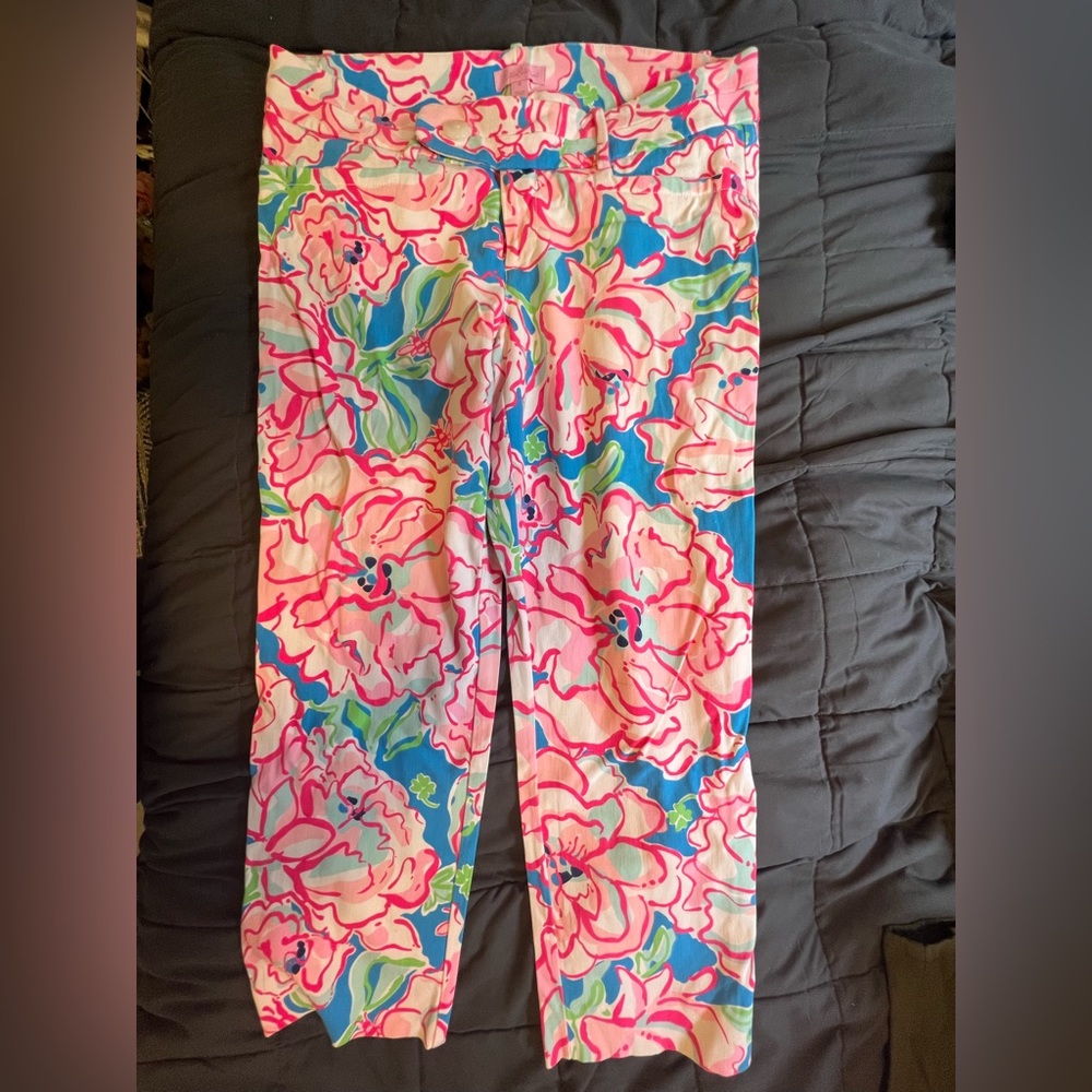 Lilly Pulitzer Pants Floral Lucky Charm Print Capri Size 10